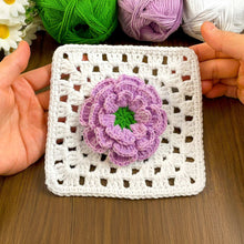 Crochet 3D Flower Granny Square Pattern PDF, Layered Bloom Motif Tutorial - Hand Trendy