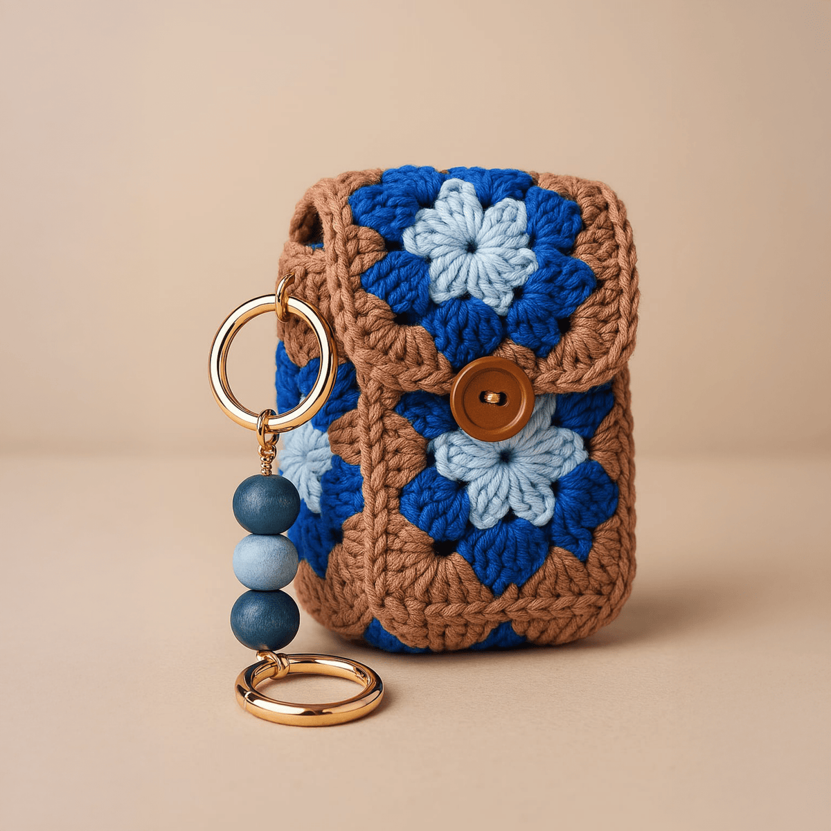 Granny Square Style Crochet Keychain Pouch – Beginner Friendly Small Crochet Bag PDF Gift - Hand Trendy