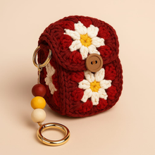 Granny Square Style Crochet Keychain Pouch – Beginner Friendly Small Crochet Bag PDF Gift