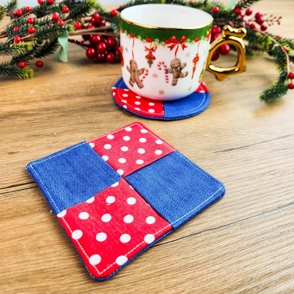 Sewing Coaster Set Pattern for Christmas - DIY Fabric Patchwork Mug Rugs in Christmas - Hand Trendy
