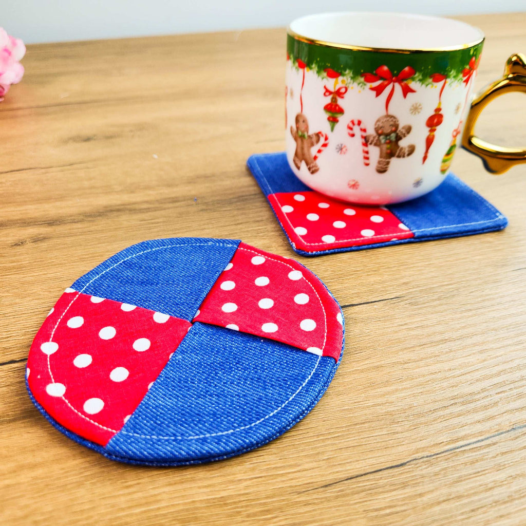 Sewing Coaster Set Pattern for Christmas - DIY Fabric Patchwork Mug Rugs in Christmas - Hand Trendy