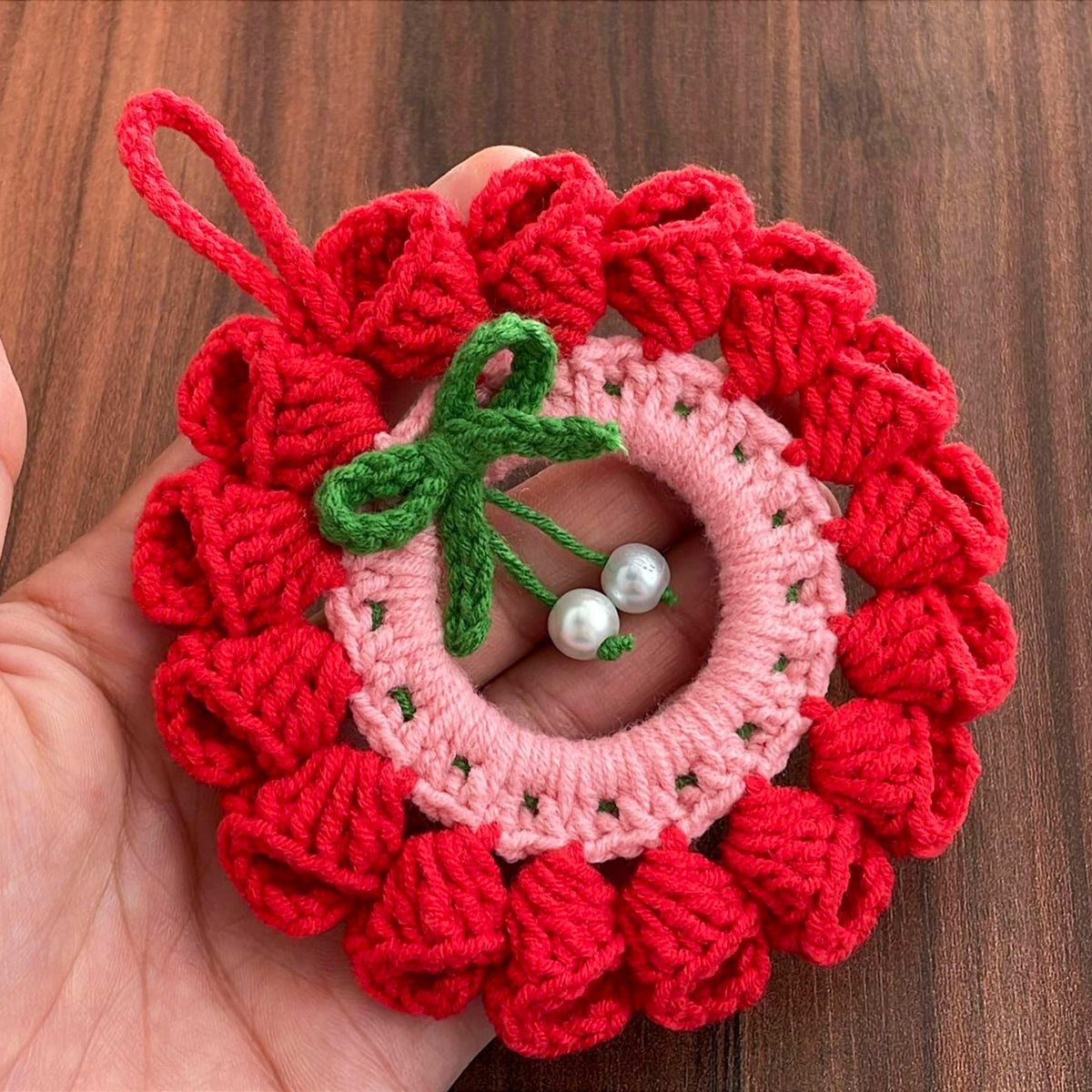 Crochet Christmas Wreath Pattern PDF Download, Handmade Holiday Ornament Tutorial - Hand Trendy