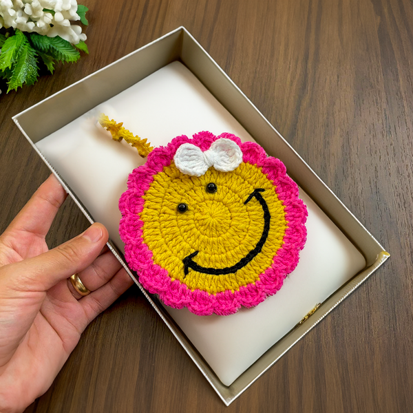 Crochet Smiley Face Ornament Pattern PDF, Cute Happy Face Wall Hanging