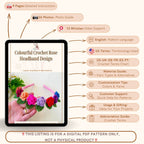 Colourful Crochet Rose Headband PDF Pattern - Crochet Hair Bow Clip For Kids - Hand Trendy