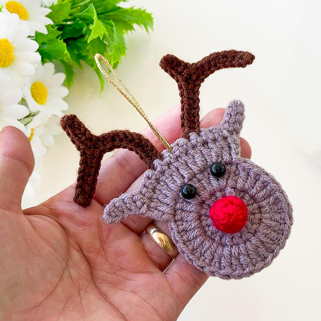 Reindeer Crochet Ornament Pattern PDF - Handmade Holiday Ornament PDF Tutorial for Beginners - Hand Trendy