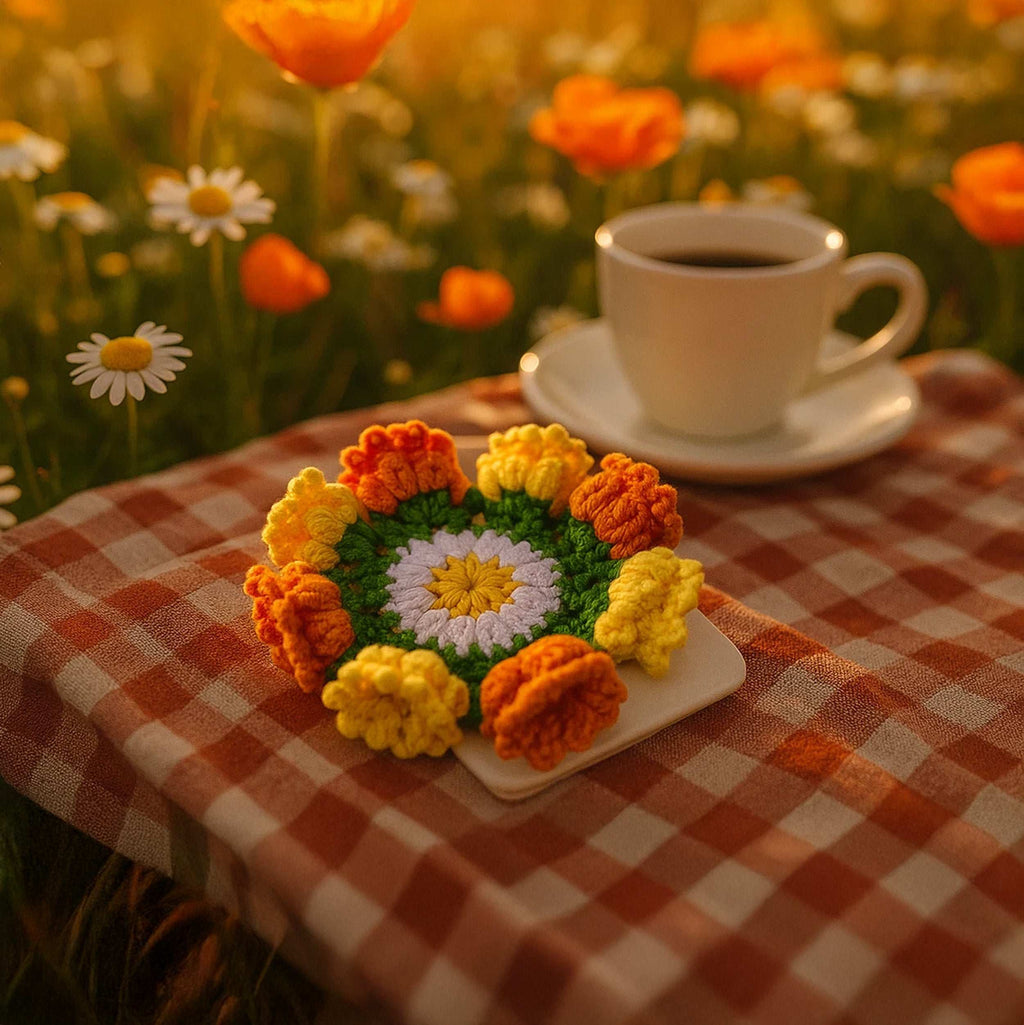 Tulip Coaster Crochet Pattern – Colorful Flower Doily PDF - Spring Floral Table Decor - Hand Trendy