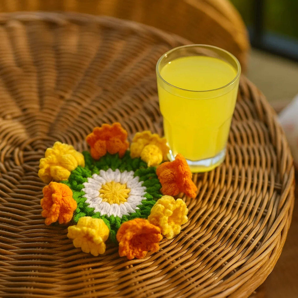 Tulip Coaster Crochet Pattern – Colorful Flower Doily PDF - Spring Floral Table Decor - Hand Trendy