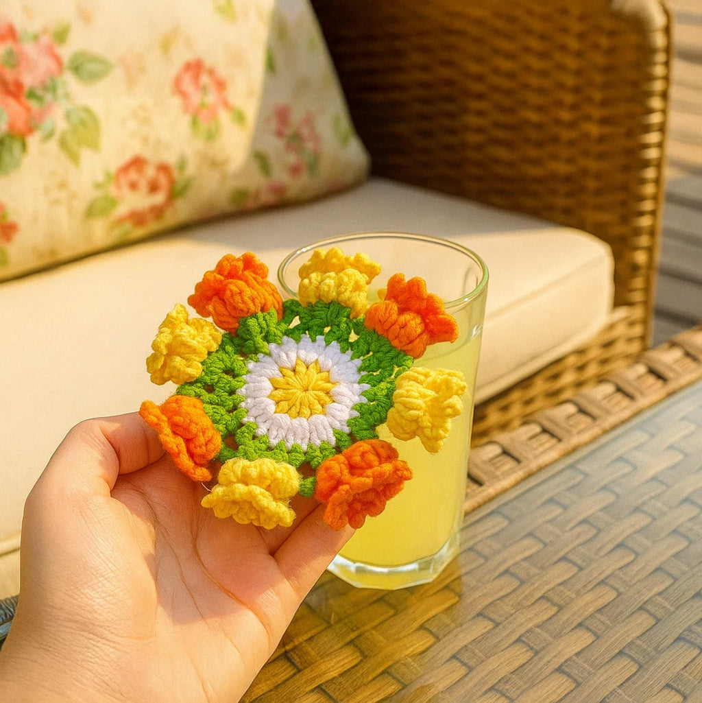 Tulip Coaster Crochet Pattern – Colorful Flower Doily PDF - Spring Floral Table Decor - Hand Trendy
