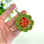 Retro Button Bloom Keychain Pattern PDF - Round Yarn Key Ring Motif Tutorial - Hand Trendy