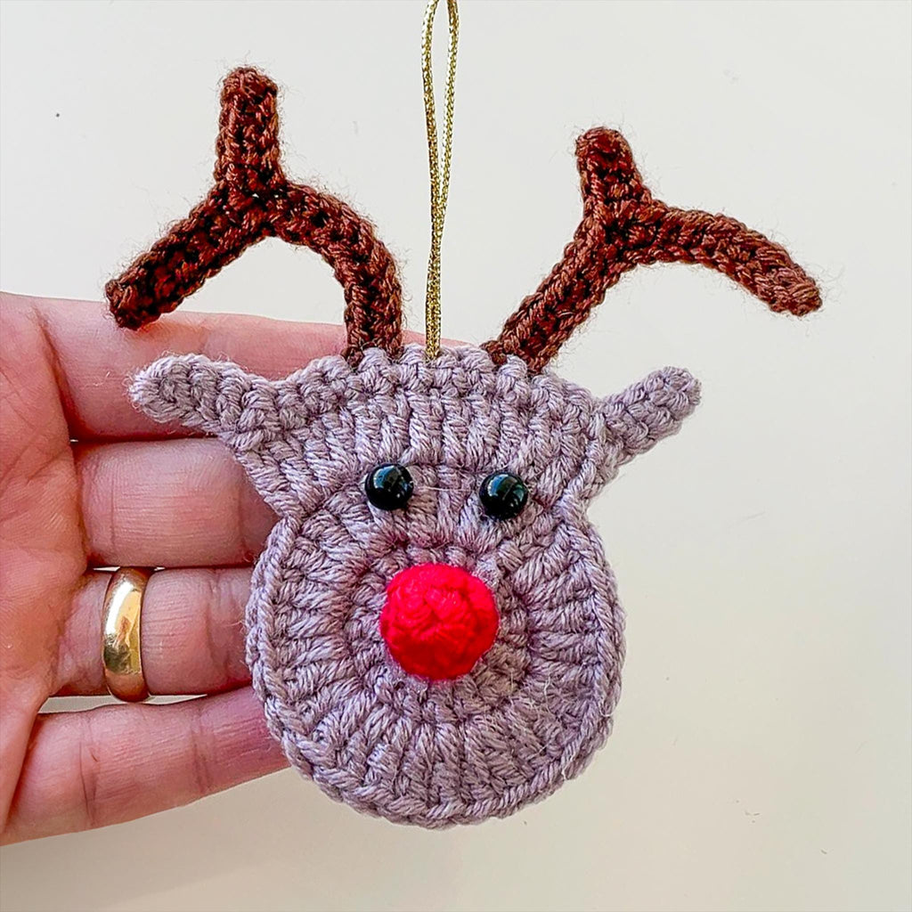 Reindeer Crochet Ornament Pattern PDF - Handmade Holiday Ornament PDF Tutorial for Beginners - Hand Trendy