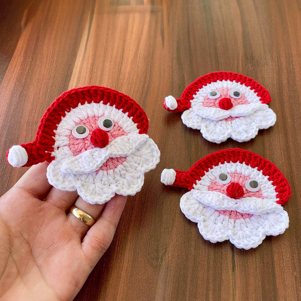 Crochet Santa Claus Face Applique - Crochet Xmas Tree Decor - Beginner-Friendly Crochet Santa Claus Pattern - Hand Trendy