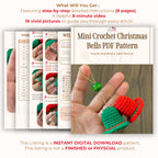 Mini Crochet Christmas Bells PDF Pattern - Handmade Small Bell Decorations - Hand Trendy