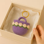 Floral Bag Keychain Crochet PDF Pattern - Mini Flower Purse Keyring Tutorial - Hand Trendy