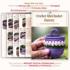Floral Bag Keychain Crochet PDF Pattern - Mini Flower Purse Keyring Tutorial - Hand Trendy
