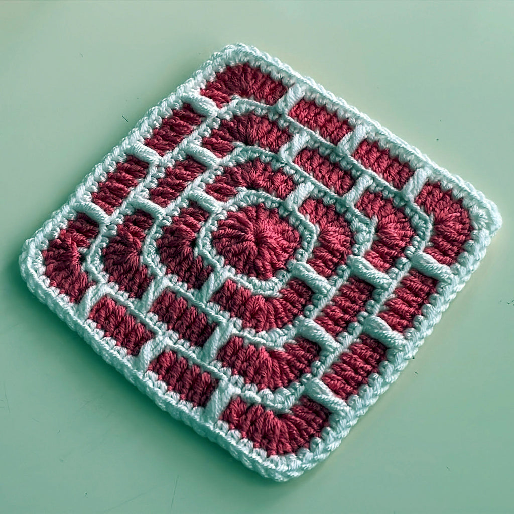 Brick Square Crochet Coaster Pattern Geometric Mug Rug Modern Home Decor PDF