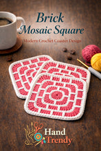 Brick Square Crochet Coaster Pattern Geometric Mug Rug Modern Home Decor PDF