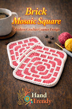 Brick Square Crochet Coaster Pattern Geometric Mug Rug Modern Home Decor PDF