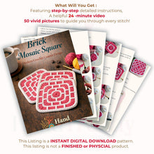 Brick Square Crochet Coaster Pattern Geometric Mug Rug Modern Home Decor PDF