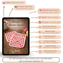 Brick Square Crochet Coaster Pattern Geometric Mug Rug Modern Home Decor PDF