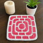 Brick Square Crochet Coaster Pattern Geometric Mug Rug Modern Home Decor PDF