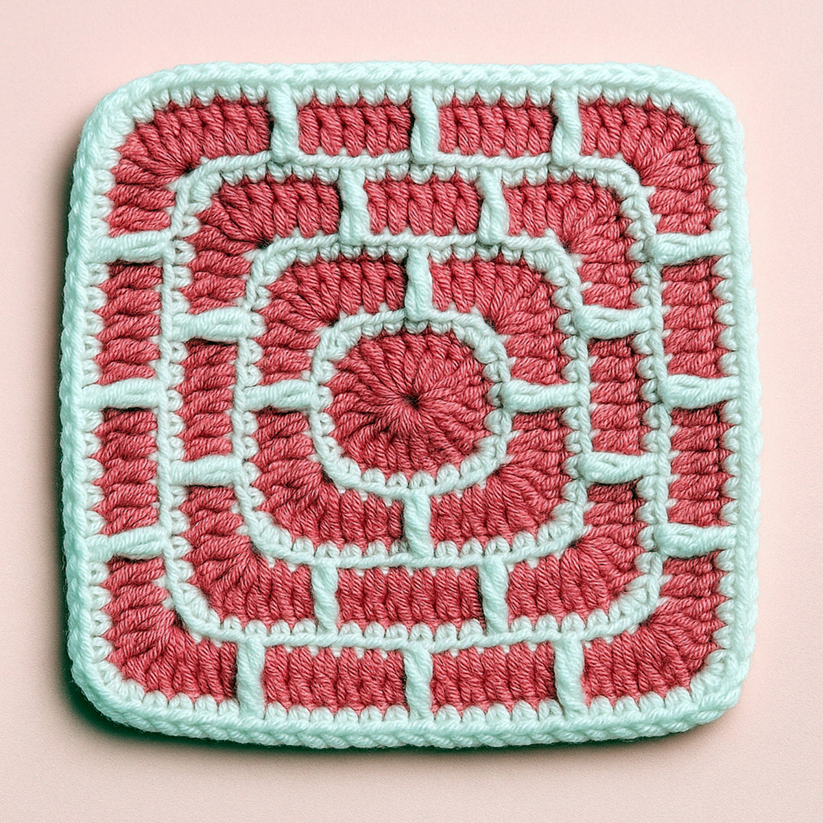Brick Square Crochet Coaster Pattern Geometric Mug Rug Modern Home Decor PDF