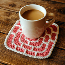 Brick Square Crochet Coaster Pattern Geometric Mug Rug Modern Home Decor PDF