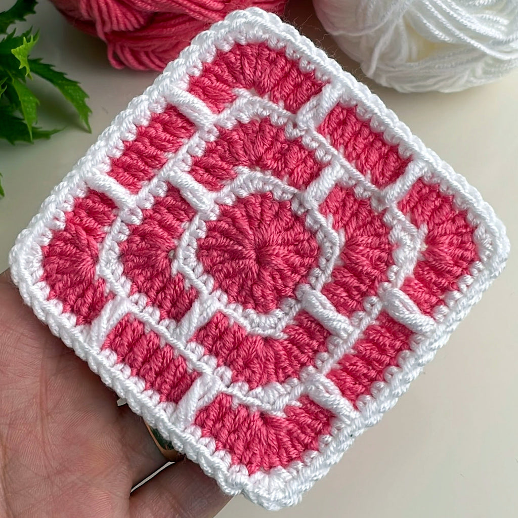 Brick Square Crochet Coaster Pattern Geometric Mug Rug Modern Home Decor PDF