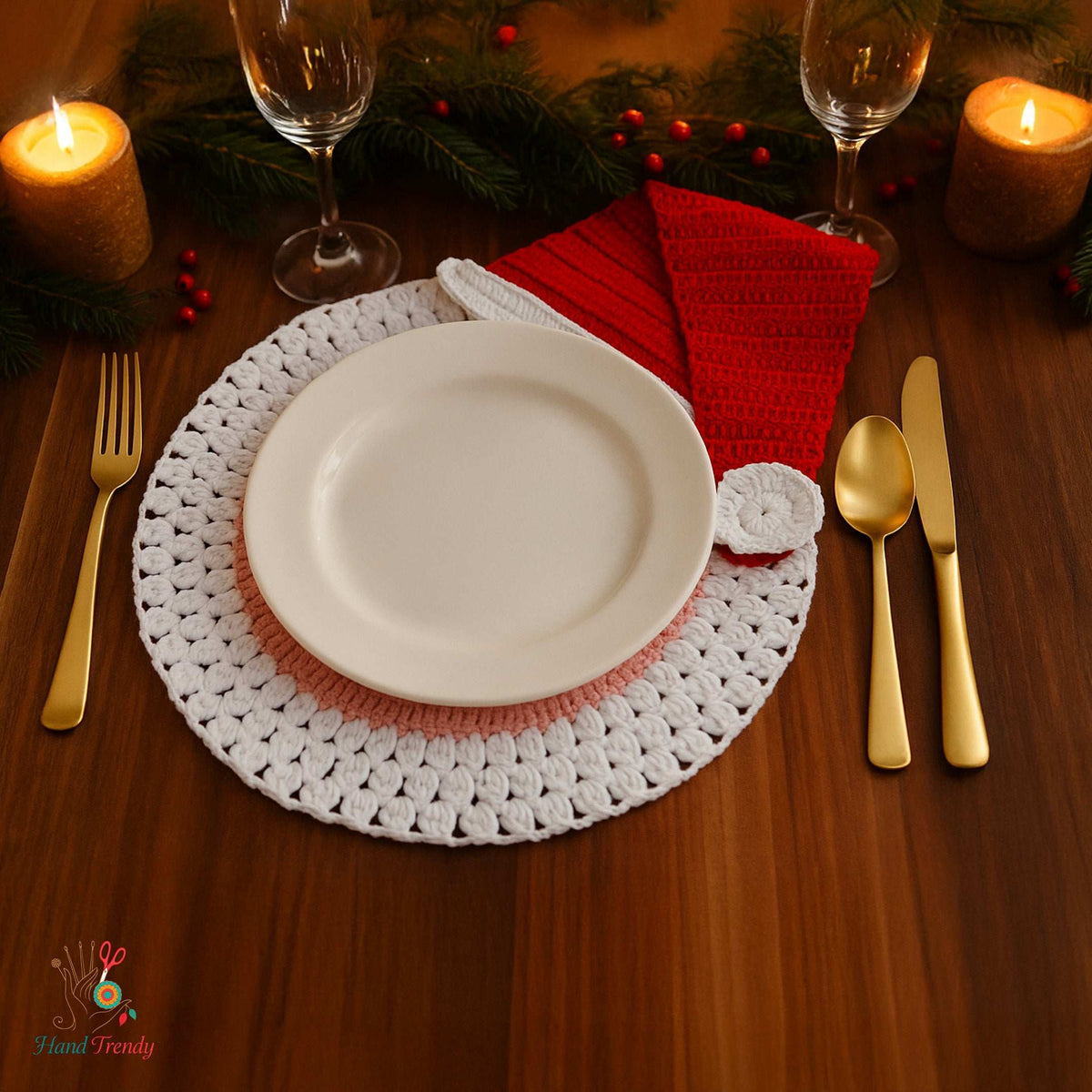 Santa Placemat Crochet Pattern PDF For Christmas Table Decor - Hand Trendy