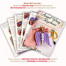 Crochet Angel Wing Keychain Pattern PDF, Bag Charm Tutorial, Pearl Beaded Keyring Design, Handmade Gift Accessory