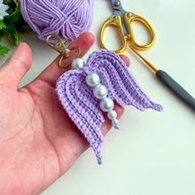 Crochet Angel Wing Keychain Pattern PDF, Bag Charm Tutorial, Pearl Beaded Keyring Design, Handmade Gift Accessory