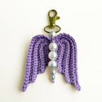 Crochet Angel Wing Keychain Pattern PDF, Bag Charm Tutorial, Pearl Beaded Keyring Design, Handmade Gift Accessory