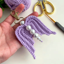 Crochet Angel Wing Keychain Pattern PDF, Bag Charm Tutorial, Pearl Beaded Keyring Design, Handmade Gift Accessory