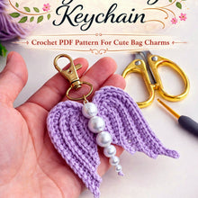 Crochet Angel Wing Keychain Pattern PDF, Bag Charm Tutorial, Pearl Beaded Keyring Design, Handmade Gift Accessory