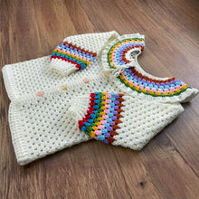 Crochet Baby Cardigan Pattern PDF, Rainbow Collar Sweater Tutorial, Buttoned Infant Jacket Design, Granny Stitch Detail