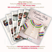 Crochet Baby Cardigan Pattern PDF, Rainbow Collar Sweater Tutorial, Buttoned Infant Jacket Design, Granny Stitch Detail
