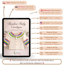 Crochet Baby Cardigan Pattern PDF, Rainbow Collar Sweater Tutorial, Buttoned Infant Jacket Design, Granny Stitch Detail