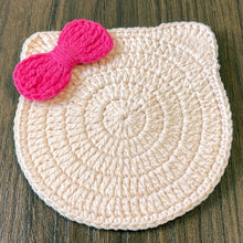 Crochet Coaster Pattern, Animal Coaster Crochet Pattern PDF, Cat Coaster Crochet, Easy Mug Rug Pattern, Cute Cat with Bow Coaster