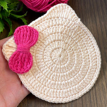 Crochet Coaster Pattern, Animal Coaster Crochet Pattern PDF, Cat Coaster Crochet, Easy Mug Rug Pattern, Cute Cat with Bow Coaster