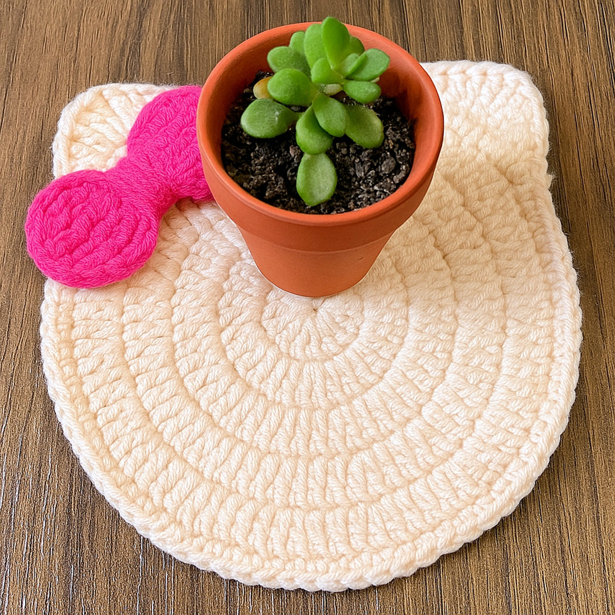 Crochet Coaster Pattern, Animal Coaster Crochet Pattern PDF, Cat Coaster Crochet, Easy Mug Rug Pattern, Cute Cat with Bow Coaster