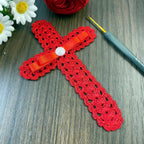 Crochet Cross Bookmark Pattern PDF, Lace Shell Stitch, Red Ribbon and Pearl, Easy Beginner