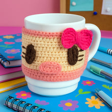 Crochet Cup Cozy Pattern, Mug Cozy Crochet Pattern PDF, Crochet Mug Sleeve Pattern, Coffee Cozy Crochet, Cute Cat Mug Cozy with Bow