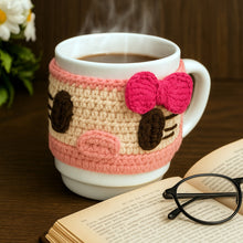 Crochet Cup Cozy Pattern, Mug Cozy Crochet Pattern PDF, Crochet Mug Sleeve Pattern, Coffee Cozy Crochet, Cute Cat Mug Cozy with Bow