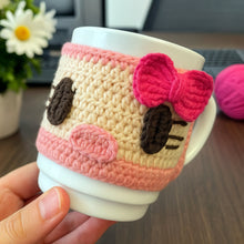 Crochet Cup Cozy Pattern, Mug Cozy Crochet Pattern PDF, Crochet Mug Sleeve Pattern, Coffee Cozy Crochet, Cute Cat Mug Cozy with Bow