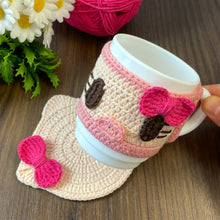 Crochet Cup Cozy Pattern, Mug Cozy Crochet Pattern PDF, Crochet Mug Sleeve Pattern, Coffee Cozy Crochet, Cute Cat Mug Cozy with Bow