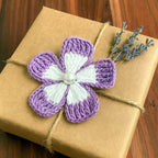 Crochet Flower Applique Pattern PDF, Five Petal Floral Motif Design, Pearl Center Embellishment, Hair Clip Brooch Decor, Handmade Craft
