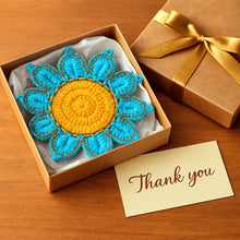 Crochet Flower Coaster Pattern PDF, Blue Petal Mug Rug Design, Handmade Cup Mat Tutorial, English & German