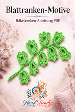 Crochet Leaf Branch Pattern PDF, Decorative Vine Applique Botanical Motif Tutorial, English & German