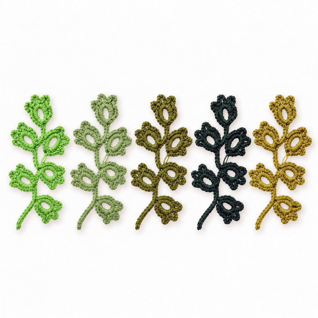 Crochet Leaf Branch Pattern PDF, Decorative Vine Applique Botanical Motif Tutorial, English & German