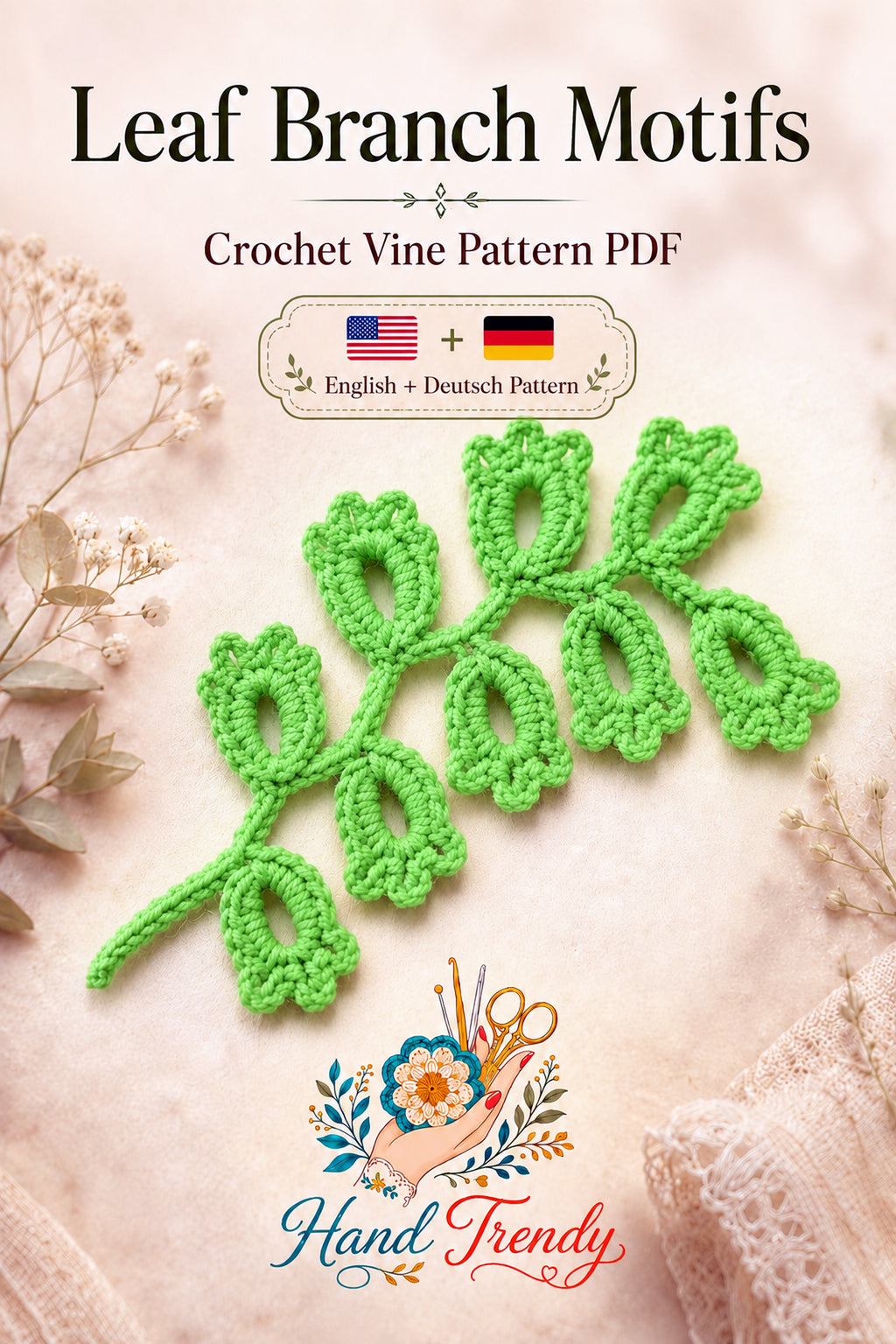 Crochet Leaf Branch Pattern PDF - image 3
