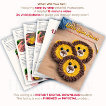 Crochet Lion Applique PDF Pattern, Animal Face Motif Design, Nursery Decor Craft, Baby Gift Idea, Handmade Crochet Accessory
